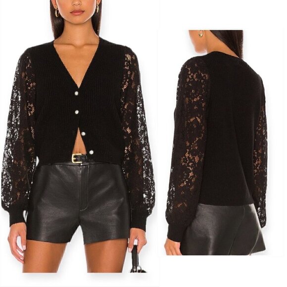 CAMI NYC Black Wool Beth Cardigan, Size S